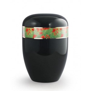 Biodegradable Urn (Black with Poppies Border)